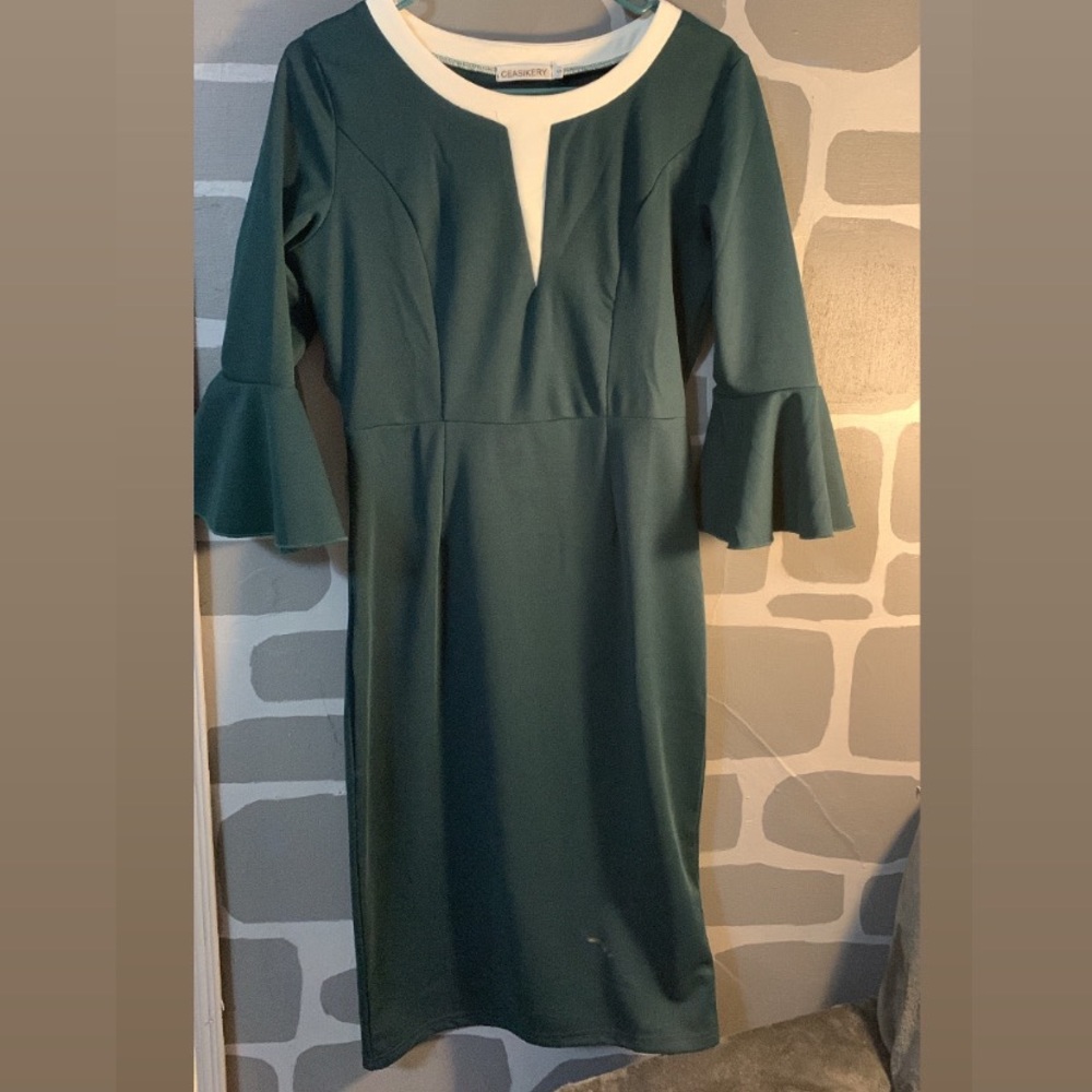 Dark green pencil dress